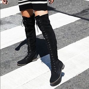 FREE PEOPLE THIGH HIGH BLACK BOOTS